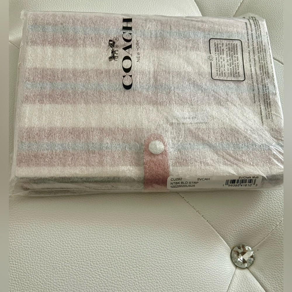 NEW Coach Coated Canvas Chalk Multi Stripe Notebook Journal Diary Agenda - Picture 3 of 15